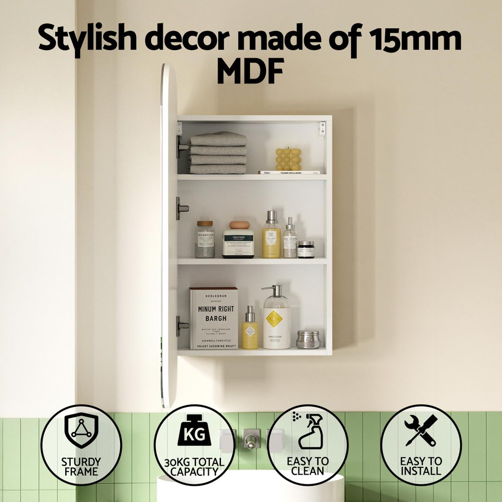 Cefito Bathroom Mirror Cabinet Medicine Shaving Arch Wall Hung 450x900mm White Awezingly
