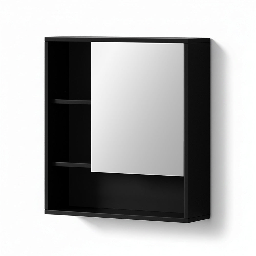 Cefito Bathroom Mirror Cabinet Mirrored Medicine Adjustable Shelf Wall Mounted 560mm Black Awezingly