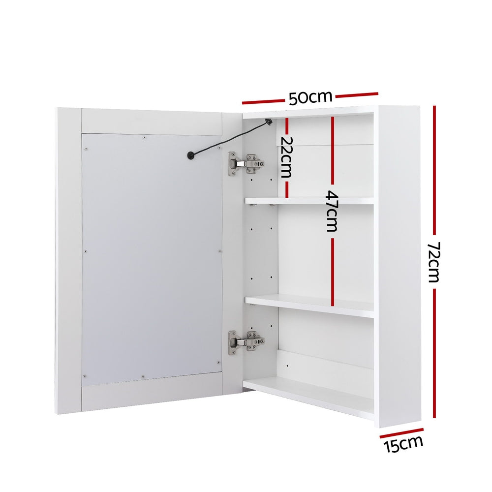 Bathroom Mirror Cabinet LED 500x720mm Medicine Wall Storage Awezingly