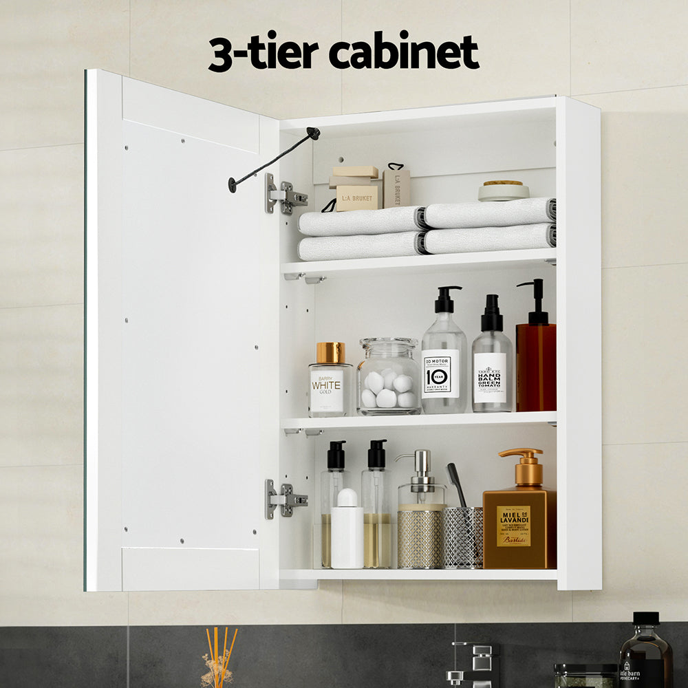 Bathroom Mirror Cabinet LED 500x720mm Medicine Wall Storage Awezingly