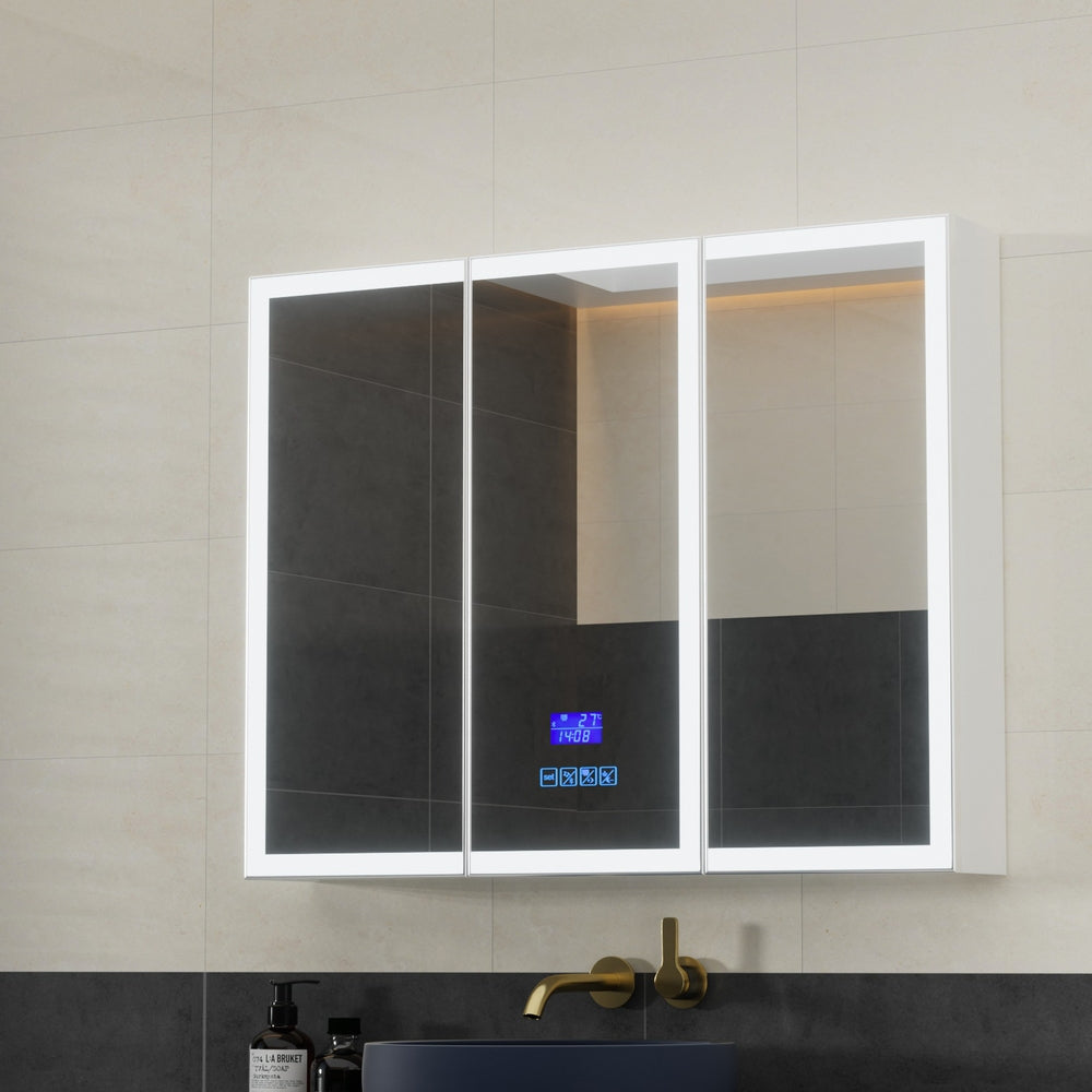Bathroom Mirror Cabinet LED Light 900x720mm Medicine Wall Storage Awezingly