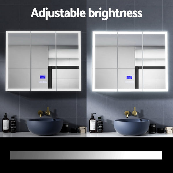 Bathroom Mirror Cabinet LED Light 900x720mm Medicine Wall Storage Awezingly