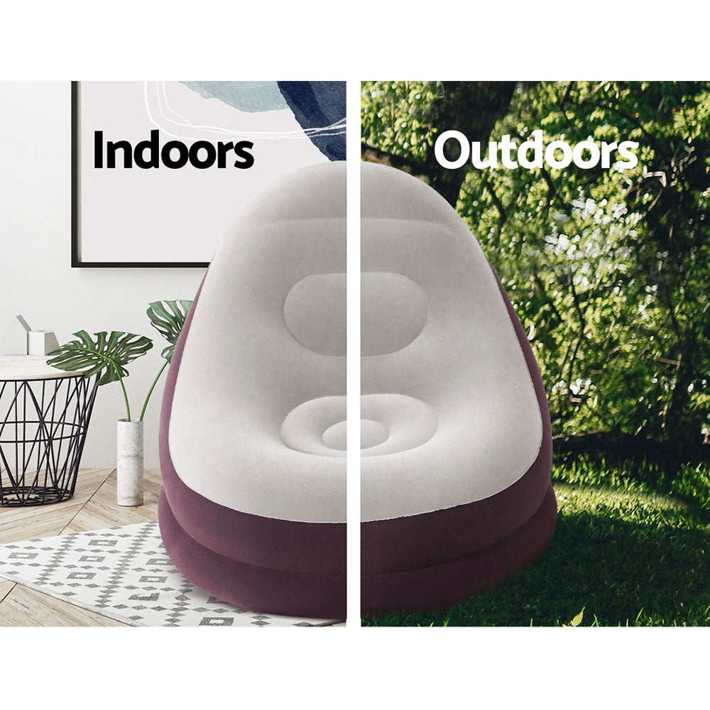 Bestway Inflatable Air Chair Seat Couch Lazy Sofa Lounge Ottoman Purple/Blue Awezingly