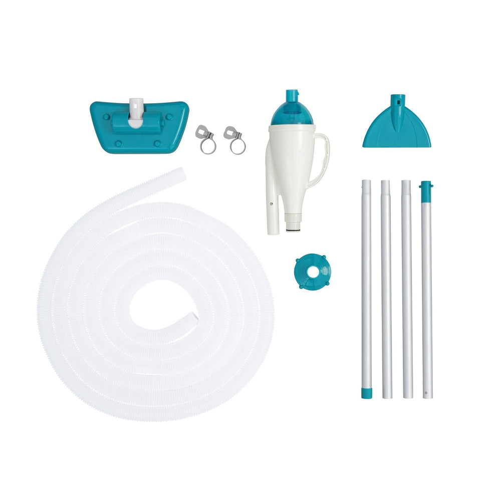 Bestway Pool Cleaner 2 Cleaning Heads Vacuum 6m Hose 1.9m Aluminium Pole Awezingly