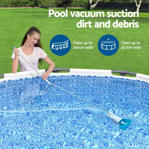 Bestway Pool Cleaner 2 Cleaning Heads Vacuum 6m Hose 1.9m Aluminium Pole Awezingly