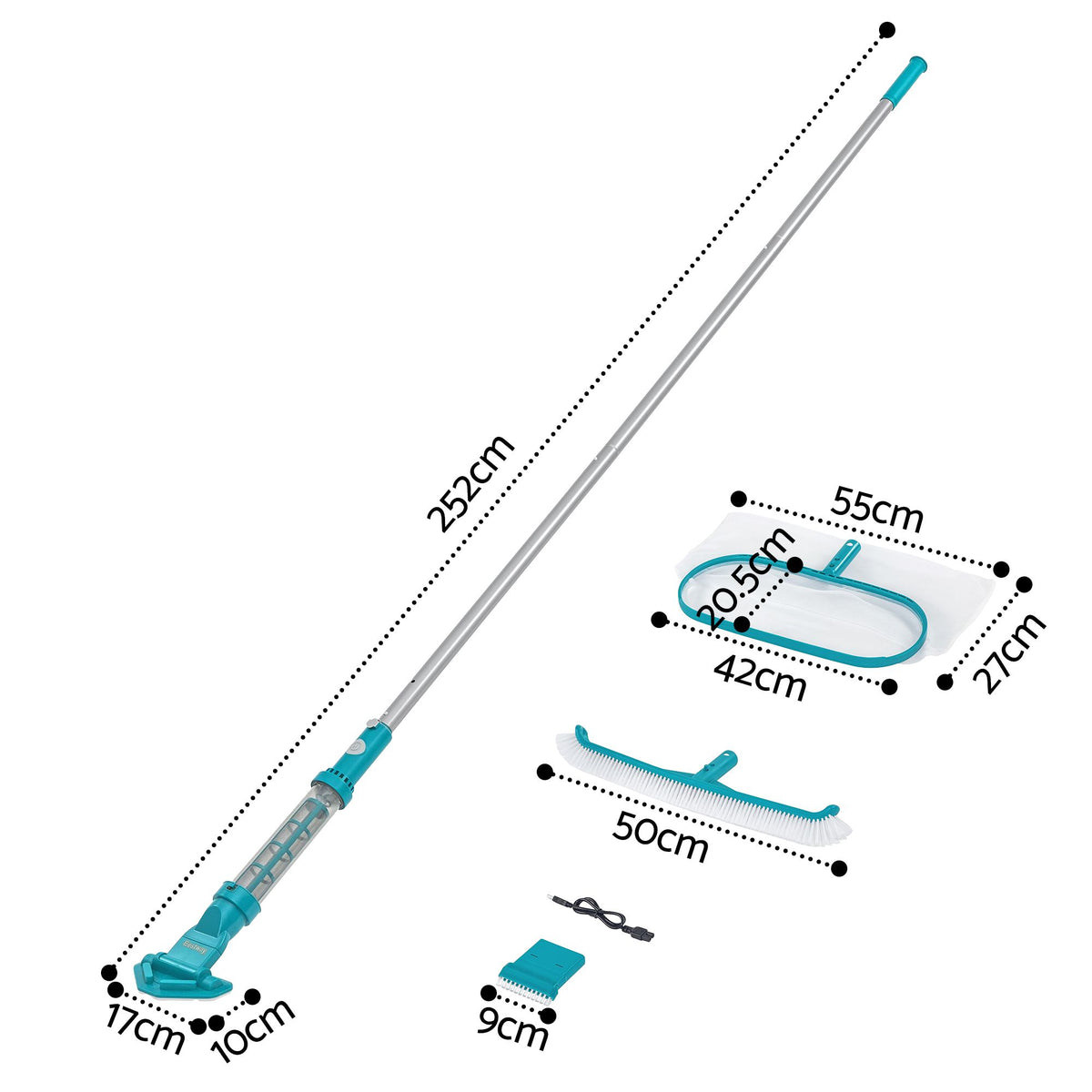 Bestway Pool Cleaner Maintenance Rechargeable Vacuum Cleaning Aluminium Pole 2m Awezingly