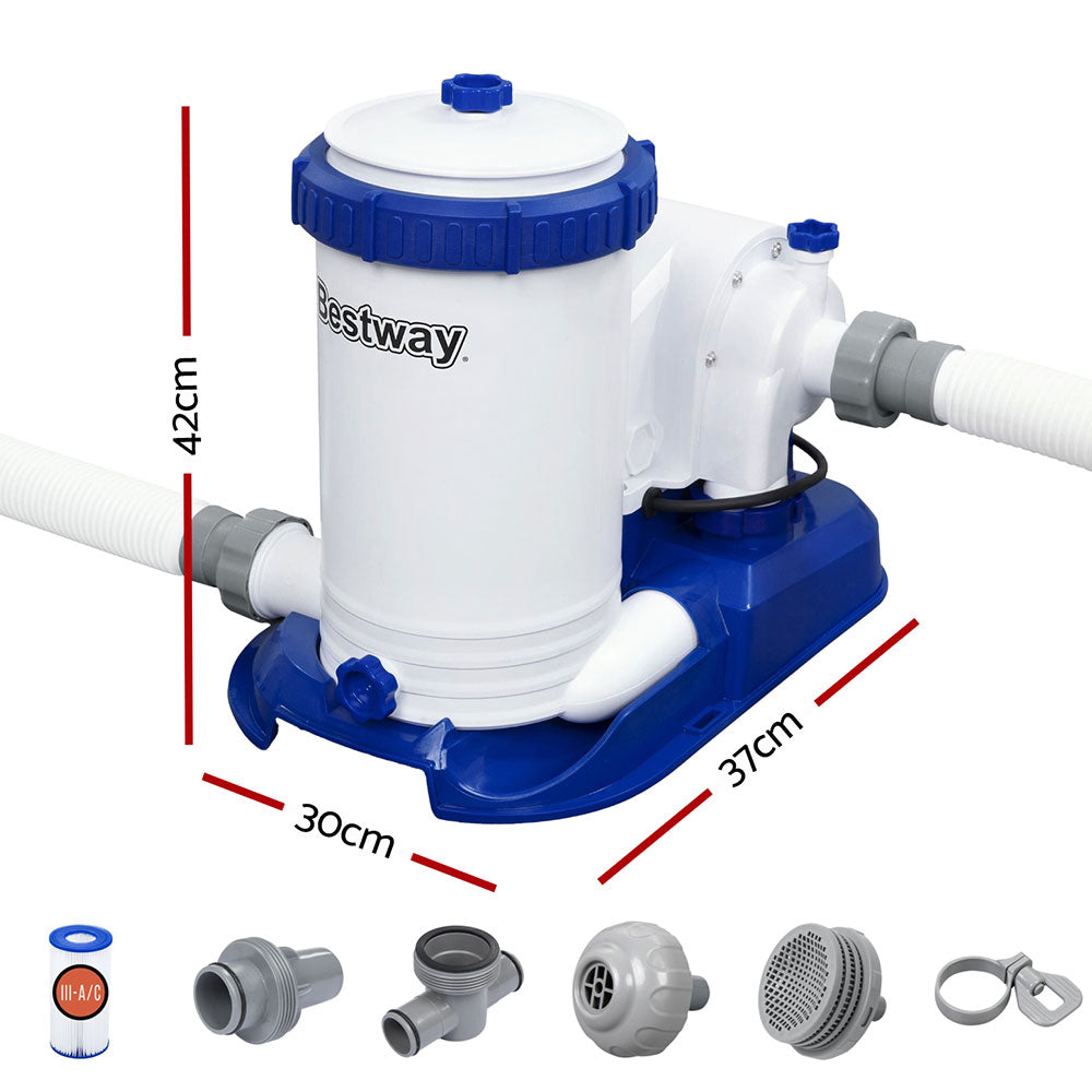 Bestway Pool Pump Cartridge Filter 2500GPH 9463L/H Flowclear™ Filters Cleaner Awezingly