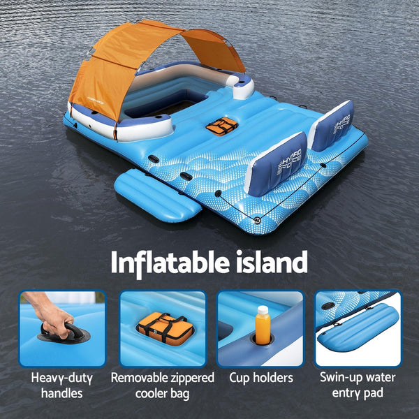 Bestway Pool Float Island Inflatable Lounge 6-person Raft Seat Canopy Awezingly
