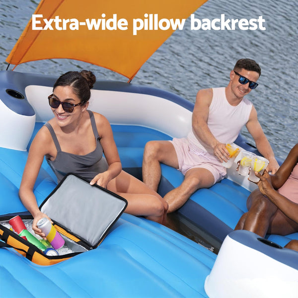 Bestway Pool Float Island Inflatable Lounge 6-person Raft Seat Canopy Awezingly