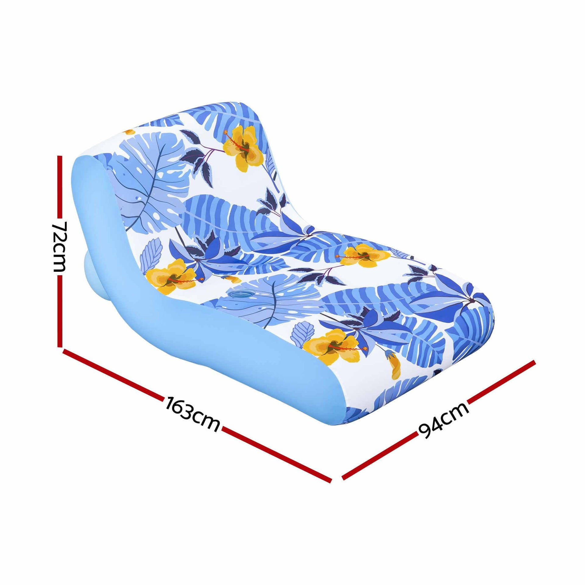 Bestway Inflatable Pool Float Sun Lounger with Cup Holder 163x94cm Blue Awezingly