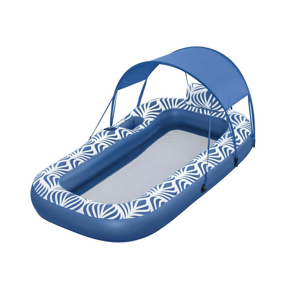 Bestway Inflatable Floating Float Lounger with Sunshade Canopy 1.98Mx1.12M Blue Bestway