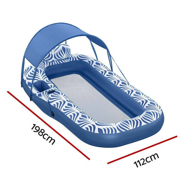 Bestway Inflatable Floating Float Lounger with Sunshade Canopy 1.98Mx1.12M Blue Bestway