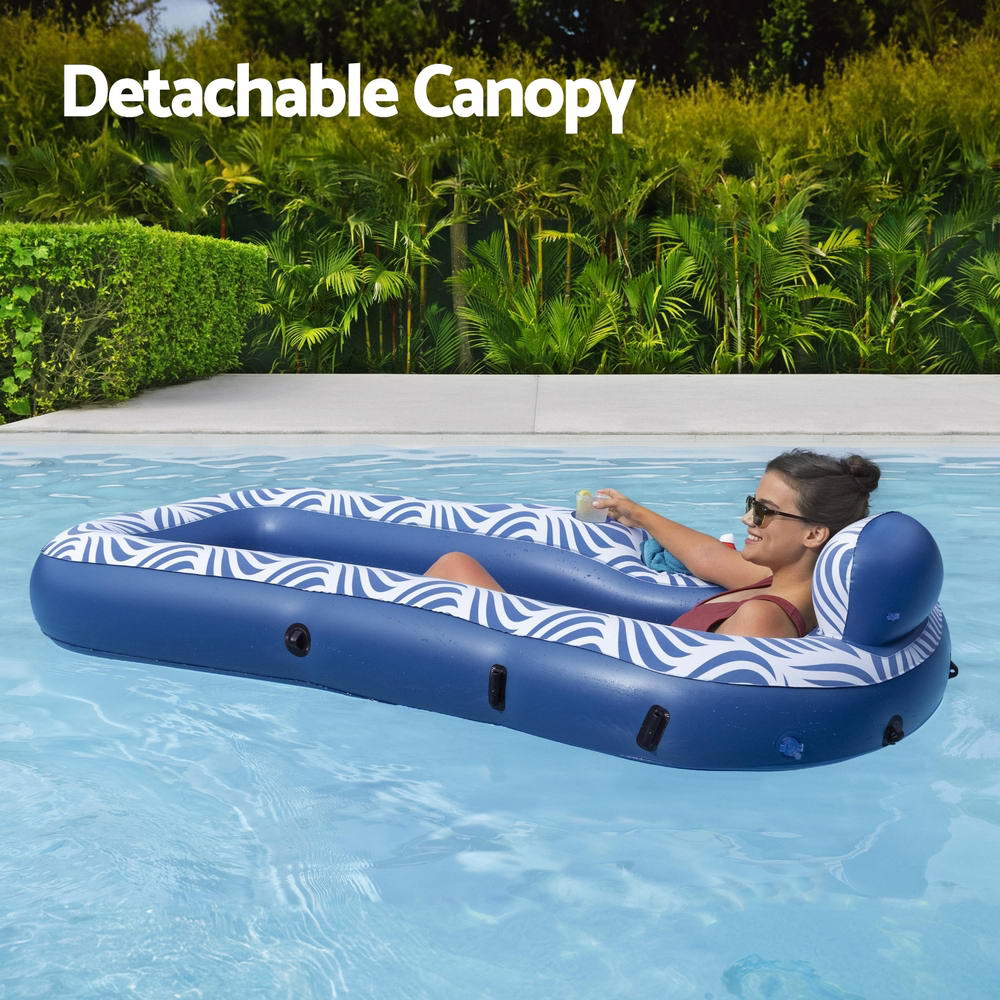 Bestway Inflatable Floating Float Lounger with Sunshade Canopy 1.98Mx1.12M Blue Bestway