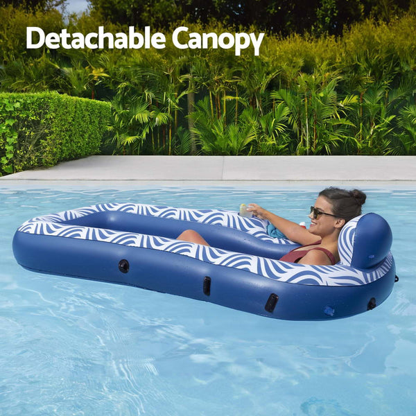 Bestway Inflatable Floating Float Lounger with Sunshade Canopy 1.98Mx1.12M Blue Bestway