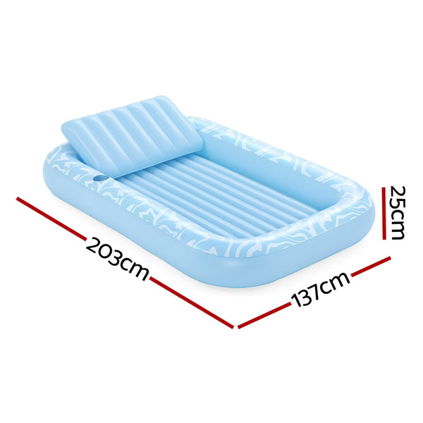 Bestway Float Floating Seat Pool Lounger Inflatable Lounge Chair Bed Pillow Cup Holder 2.03MX1.37M Awezingly