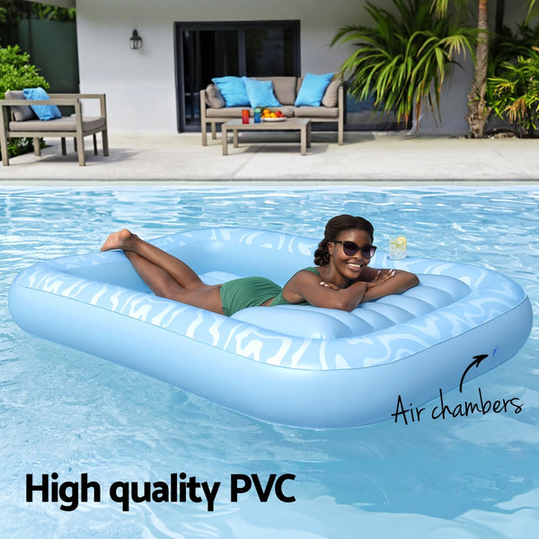 Bestway Float Floating Seat Pool Lounger Inflatable Lounge Chair Bed Pillow Cup Holder 2.03MX1.37M Awezingly