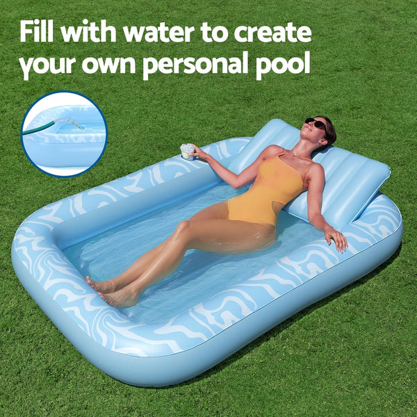 Bestway Float Floating Seat Pool Lounger Inflatable Lounge Chair Bed Pillow Cup Holder 2.03MX1.37M Awezingly