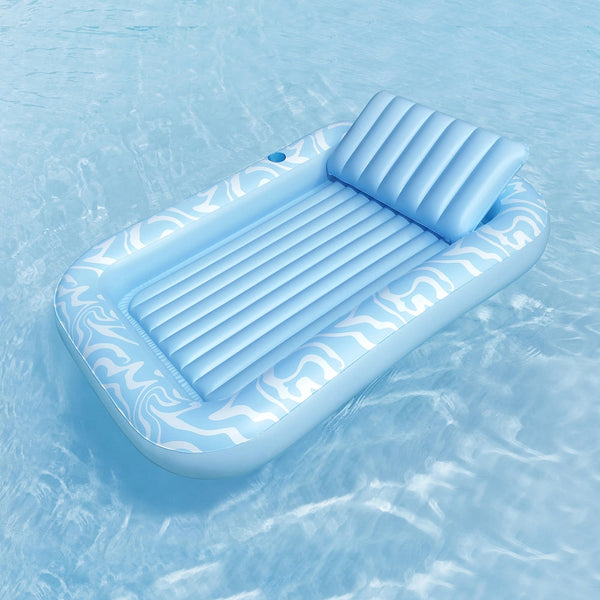 Bestway Float Floating Seat Pool Lounger Inflatable Lounge Chair Bed Pillow Cup Holder 2.03MX1.37M Awezingly