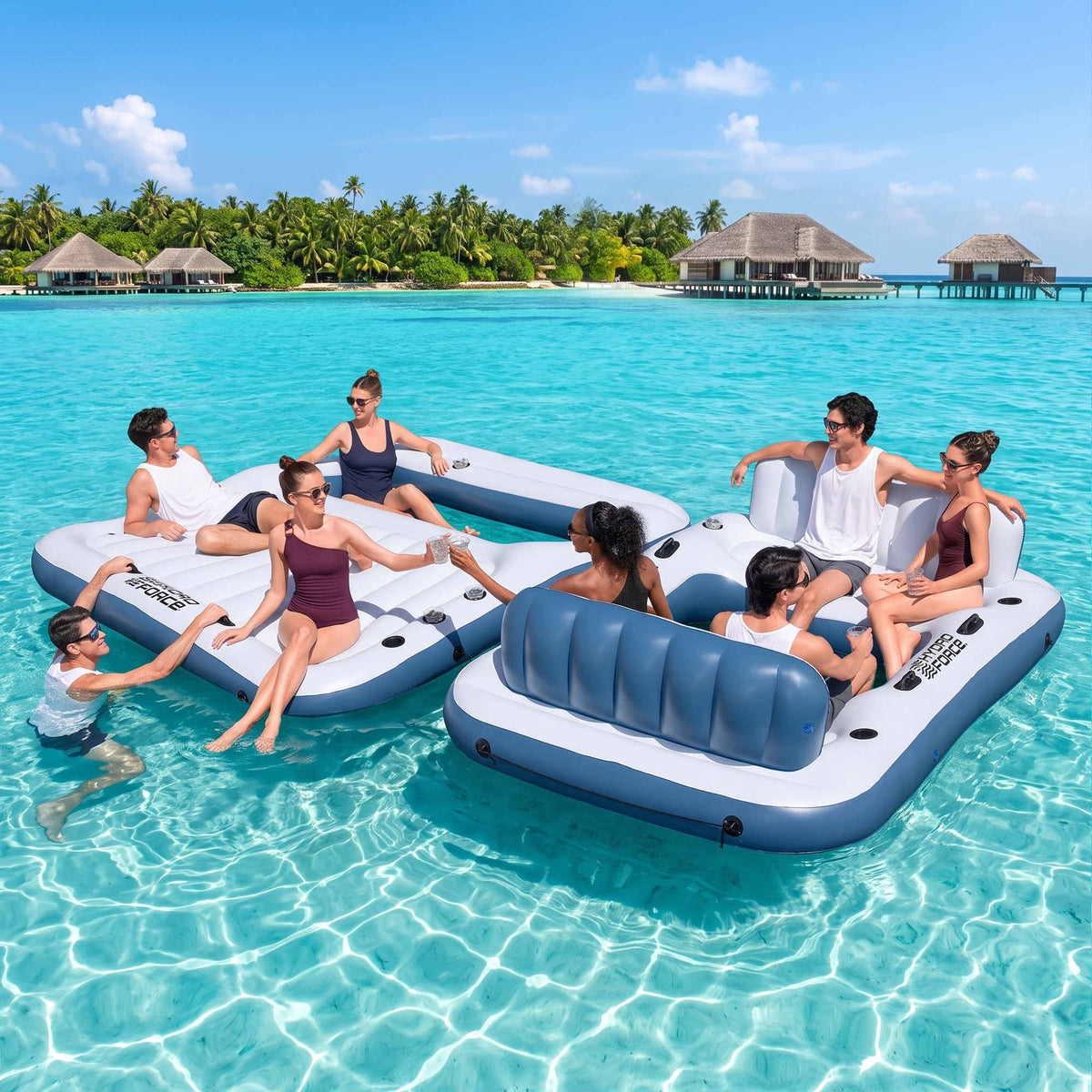 Bestway Inflatable Floating Island Float Lounger Pool Bed 4.16Mx2.68M Awezingly