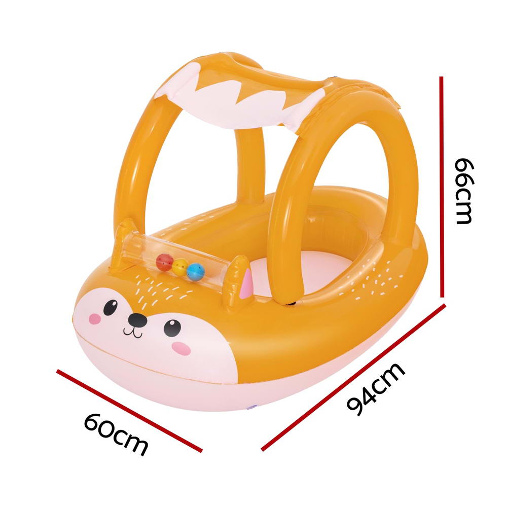Bestway Kids Inflatable Fox Swim Float Floating Seat Canopy Pool Toys 94x66CM Bestway