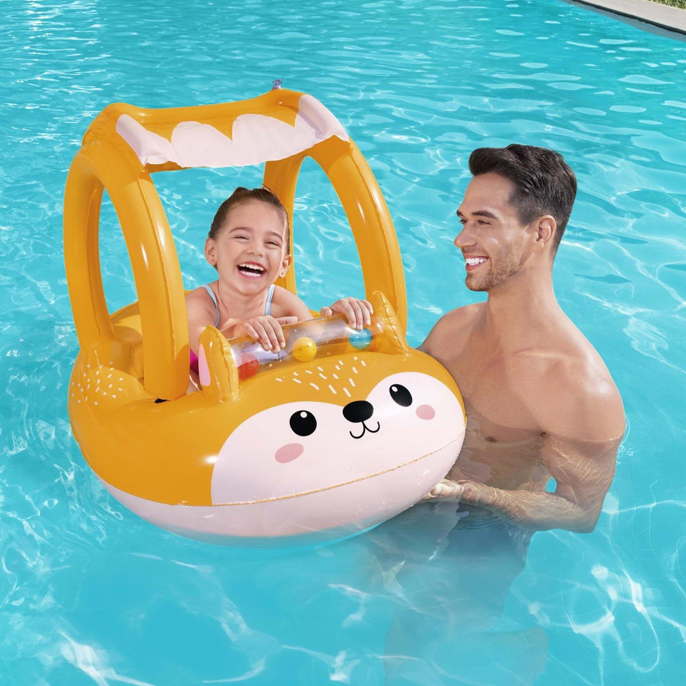 Bestway Kids Inflatable Fox Swim Float Floating Seat Canopy Pool Toys 94x66CM Bestway
