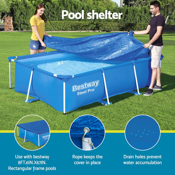 Bestway Pool Cover 264x174cm Rectangle Swimming Pool PE Shelter Fits 259x170cm Pools Awezingly