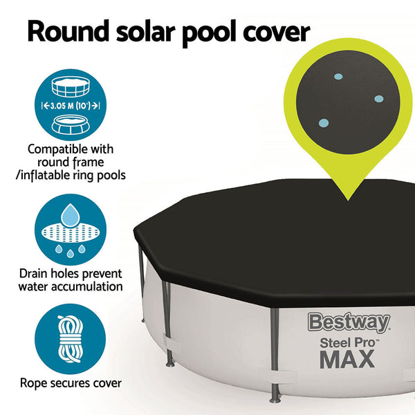 Bestway Pool Cover Fits 3.05m Round Above Ground Swimming Pool PVC Blanket Bestway