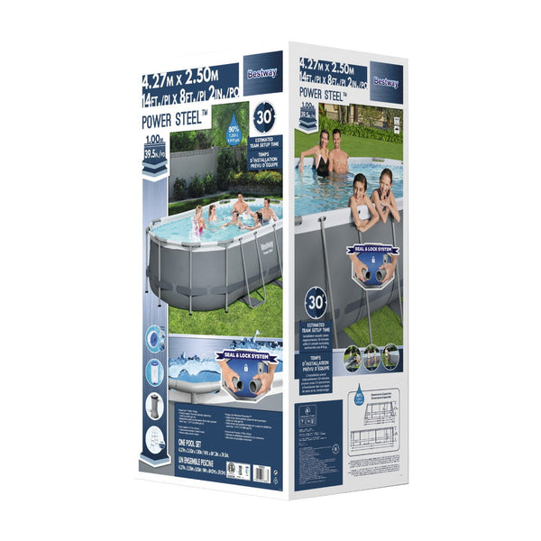 Bestway Swimming Pool 427x250x100cm Steel Frame Above Ground Pools Filter Pump Ladder 7250L Bestway