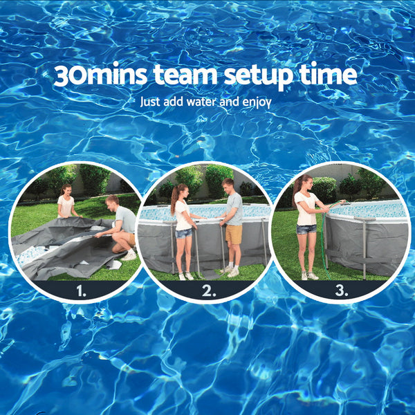 Bestway Swimming Pool 427x250x100cm Steel Frame Above Ground Pools Filter Pump Ladder 7250L Bestway