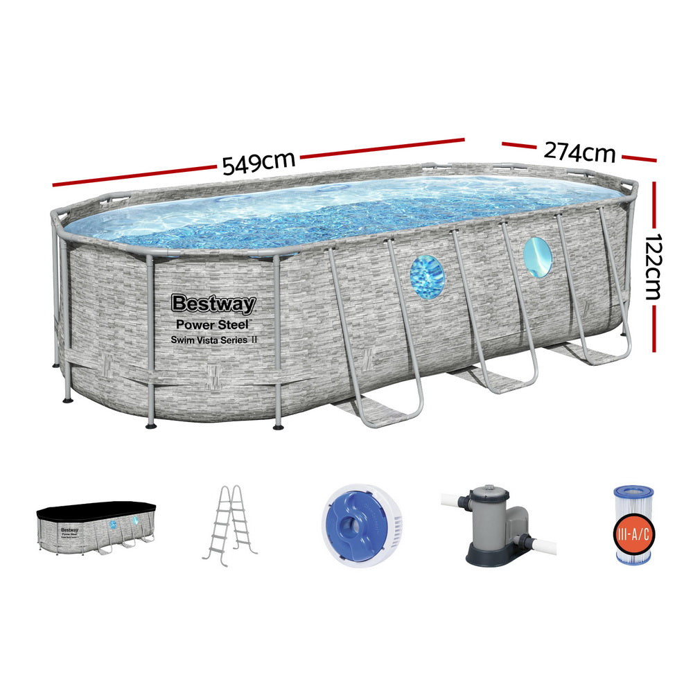 Bestway Swimming Pool 549x274x122cm Steel Frame Above Ground Pools Filter Pump Ladder 13430L Bestway