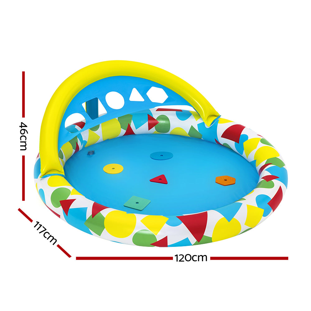 Bestway Kids Pool 120x117x46cm Inflatable Play Swimming Pools w/ Canopy 45L Awezingly