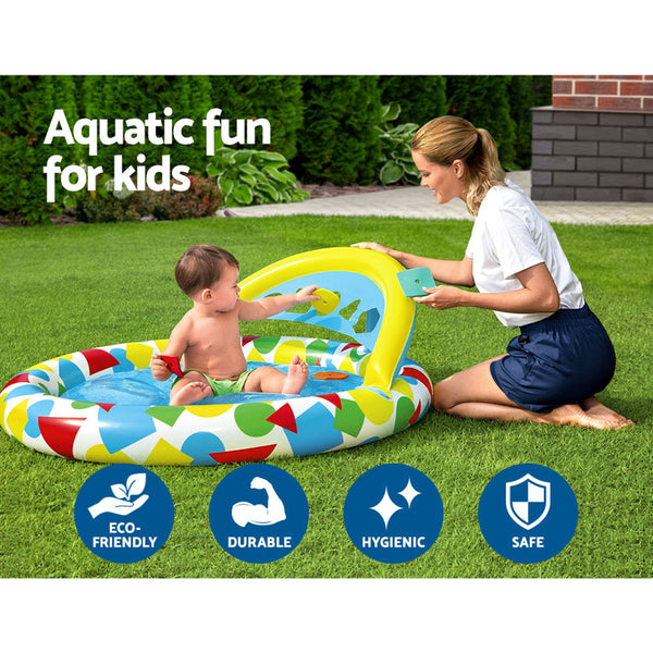 Bestway Kids Pool 120x117x46cm Inflatable Play Swimming Pools w/ Canopy 45L Awezingly