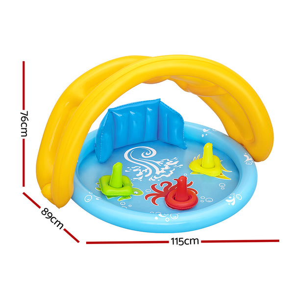 Bestway Kids Pool 115x89x76cm Inflatable Play Swimming Pools w/ Canopy 31L Awezingly