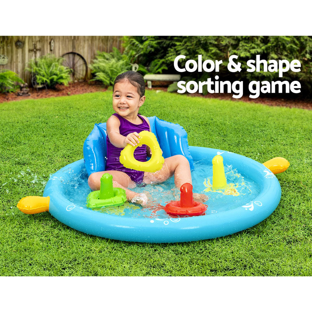 Bestway Kids Pool 115x89x76cm Inflatable Play Swimming Pools w/ Canopy 31L Awezingly