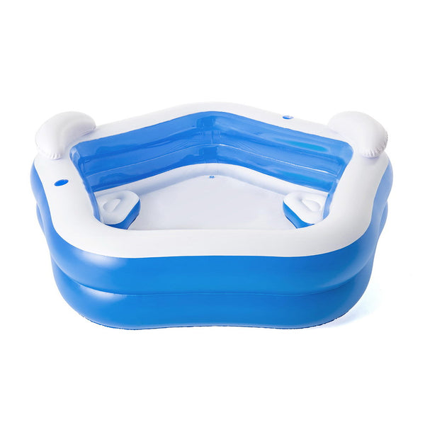Bestway Kids Inflatable Pool Above Ground Pools Seat Cushions Cup Holder 213x206cm Awezingly