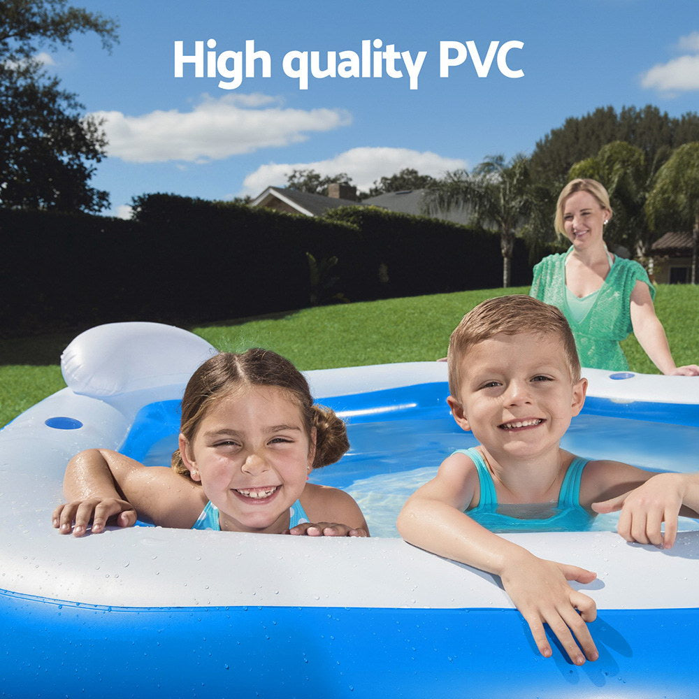 Bestway Kids Inflatable Pool Above Ground Pools Seat Cushions Cup Holder 213x206cm Awezingly