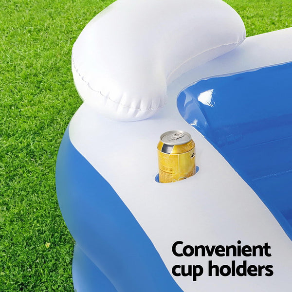 Bestway Kids Inflatable Pool Above Ground Pools Seat Cushions Cup Holder 213x206cm Awezingly