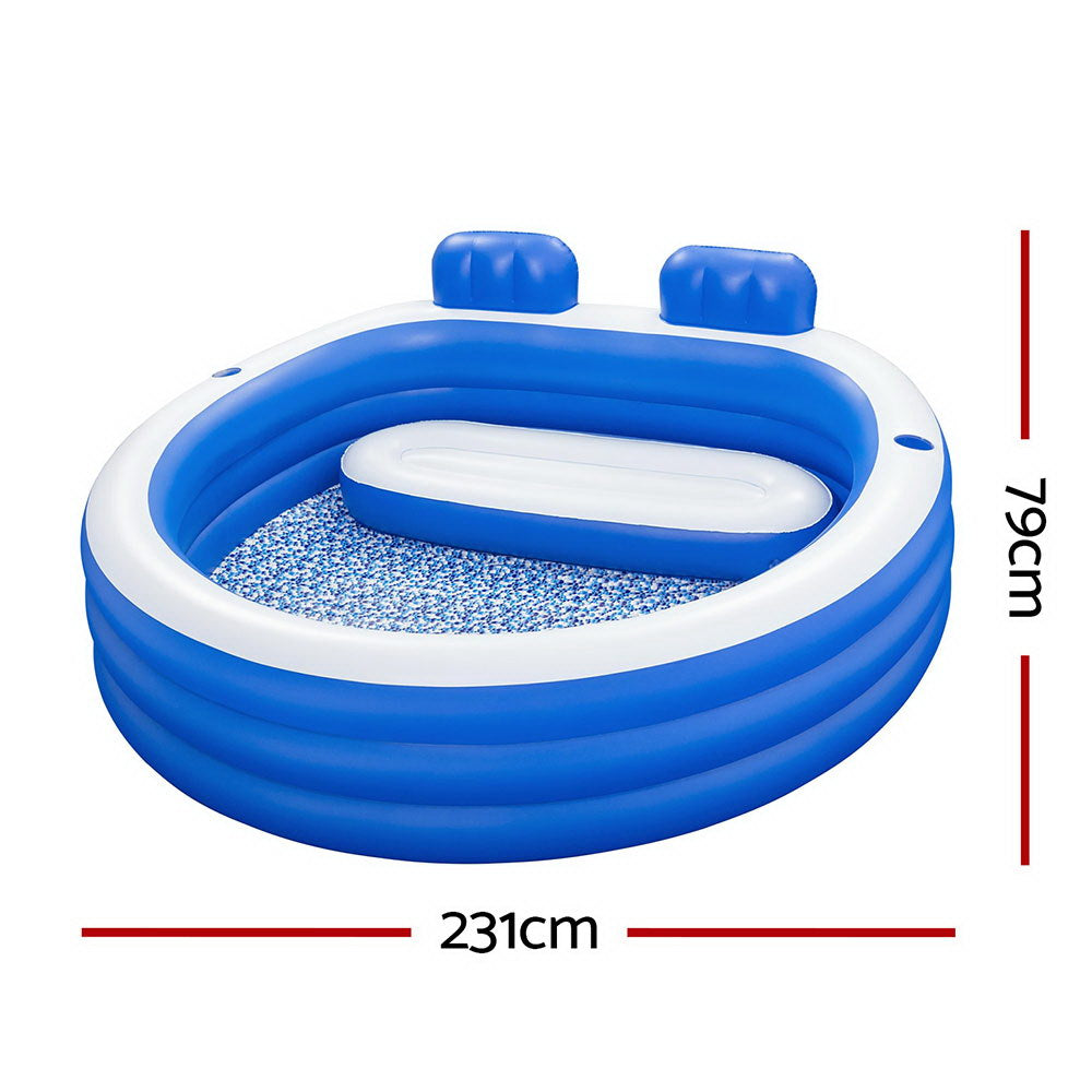 Bestway Kids Inflatable Pool Above Ground Pools Bench Seat Cup Holder 231x219cm Bestway