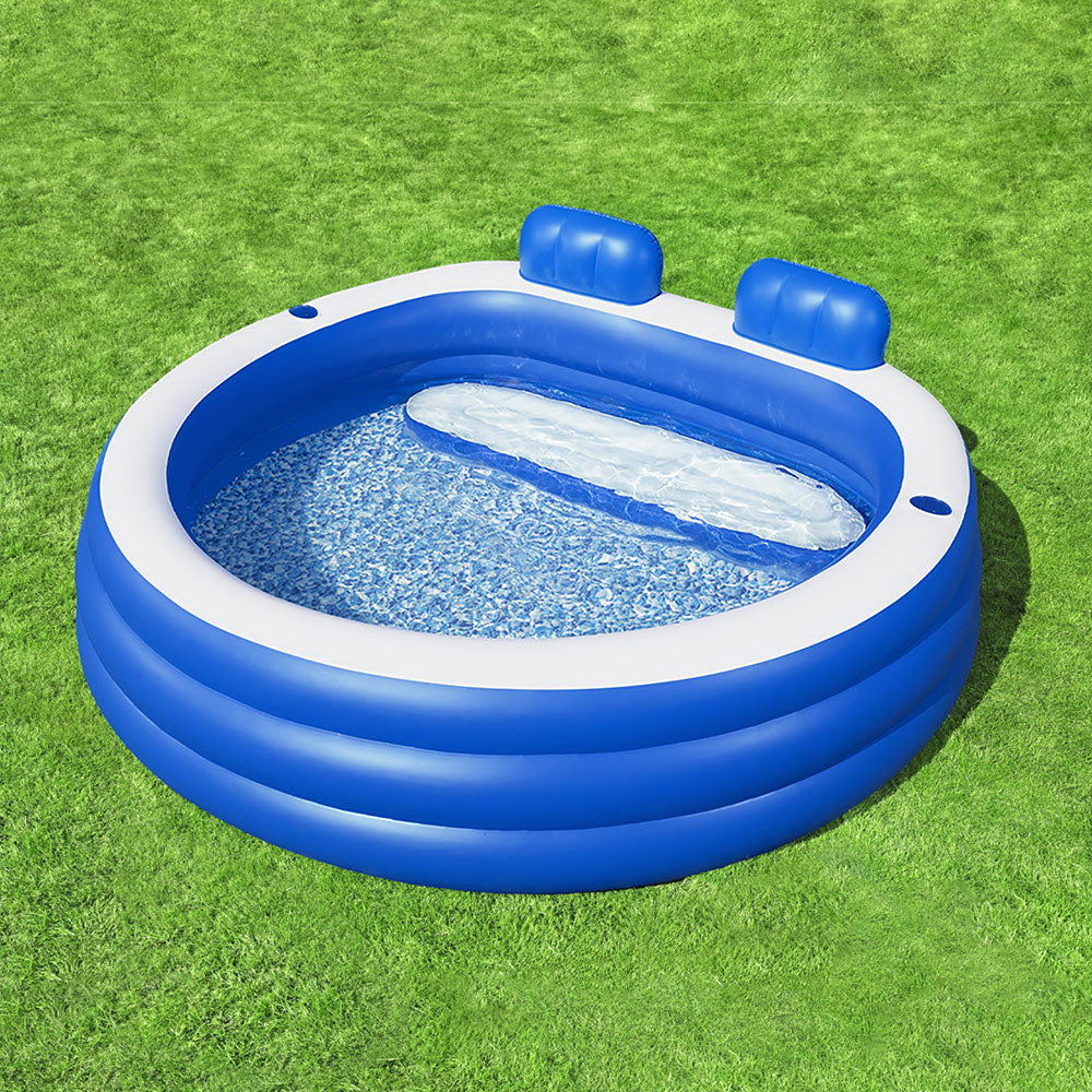 Bestway Kids Inflatable Pool Above Ground Pools Bench Seat Cup Holder 231x219cm Bestway