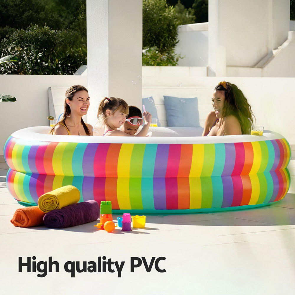 Bestway Kids Inflatable Round Pool Above Ground Cup Holder Rainbow 206x206x51cm Bestway