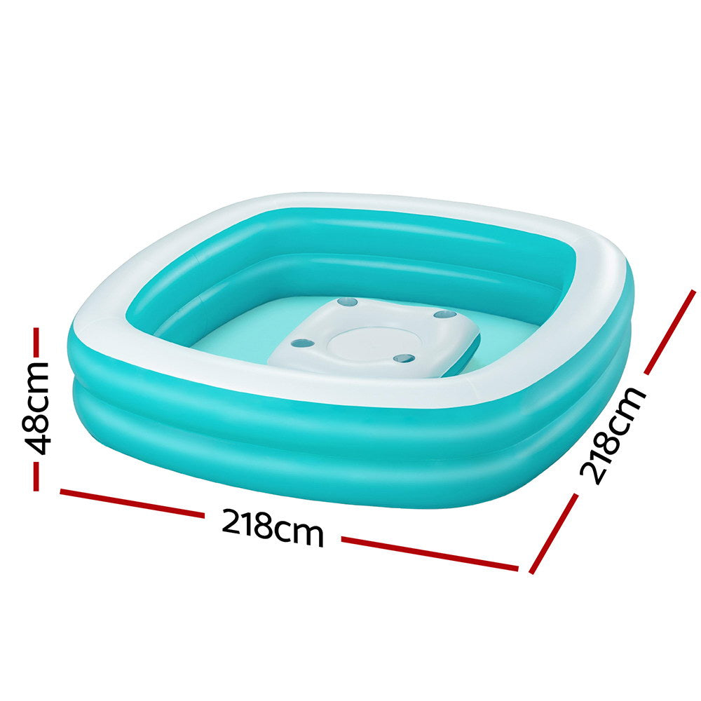 Bestway Kids Inflatable Family Pool with Center Console Cup Holder 218x218x48cm Bestway
