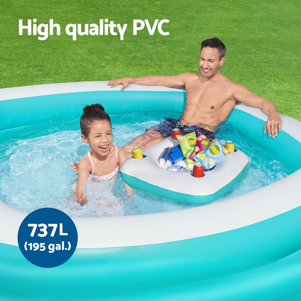 Bestway Kids Inflatable Family Pool with Center Console Cup Holder 218x218x48cm Bestway