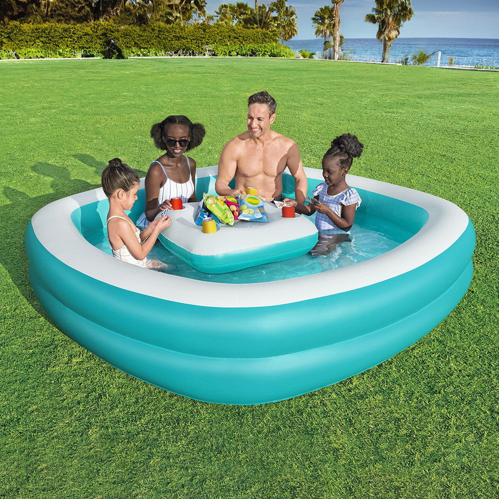 Bestway Kids Inflatable Family Pool with Center Console Cup Holder 218x218x48cm Bestway