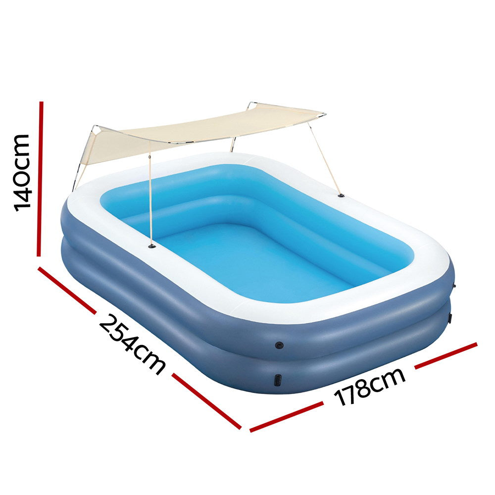 Bestway Kids Inflatable Pool Above Ground Splash Pool with Sunshade 254x178cm Bestway