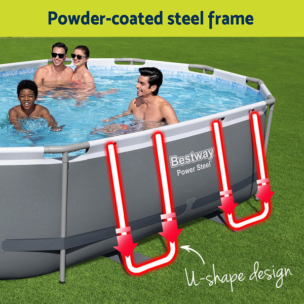 Bestway 488x305x107cm Swimming Pool Steel Frame Set w/ Pump Filter Ladder Cover Awezingly