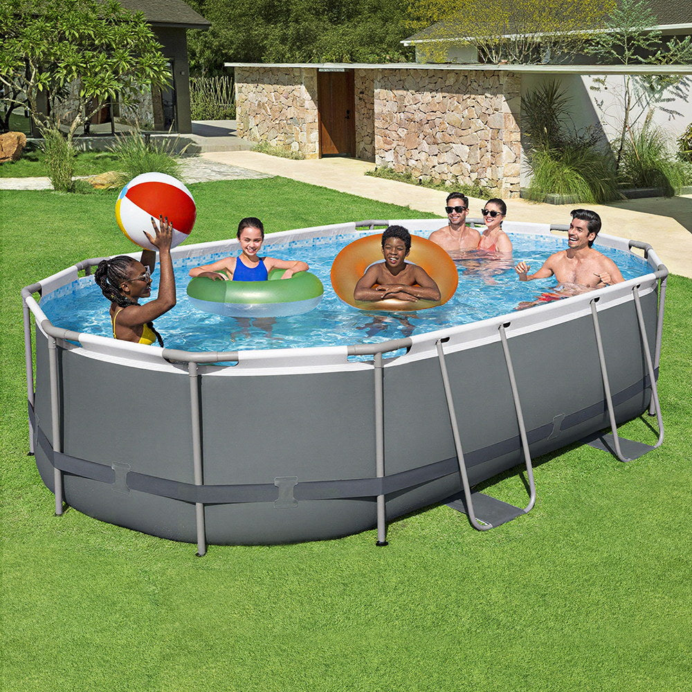 Bestway 488x305x107cm Swimming Pool Steel Frame Set w/ Pump Filter Ladder Cover Awezingly