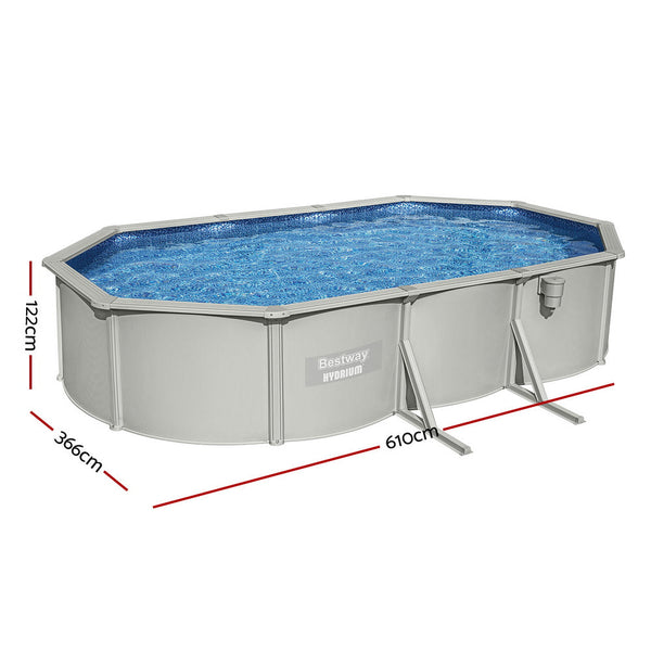 Bestway Swimming Pool 610 x 366cm Steel Frame Round Pool Set w/ Filter Ladder Awezingly