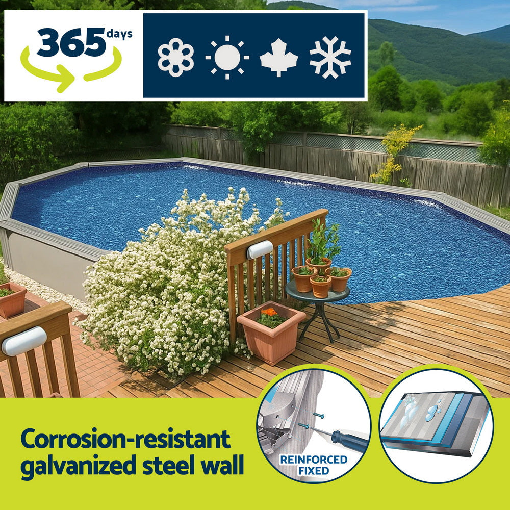 Bestway Swimming Pool 610 x 366cm Steel Frame Round Pool Set w/ Filter Ladder Awezingly