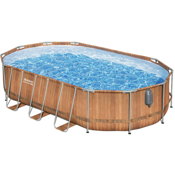 Bestway Swimming Pool Steel Frame Luxury Pool & SPA Massage Set 6.1x3.66x1.22m Awezingly