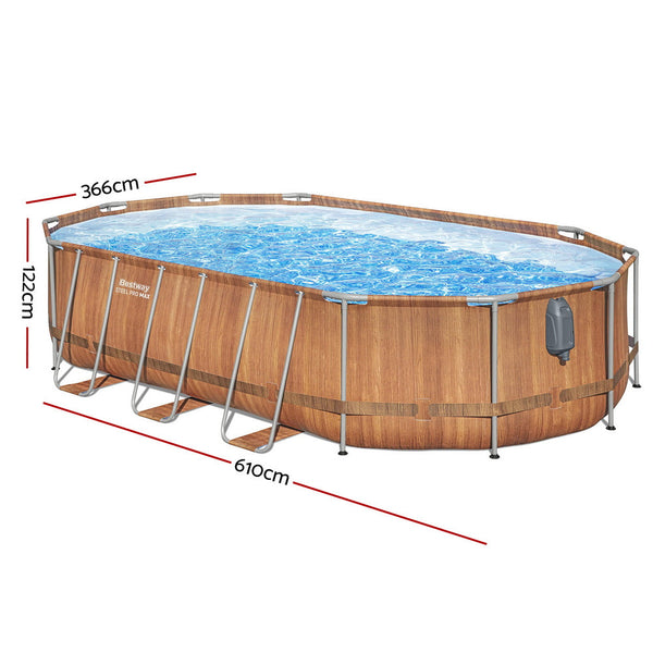 Bestway Swimming Pool Steel Frame Luxury Pool & SPA Massage Set 6.1x3.66x1.22m Awezingly
